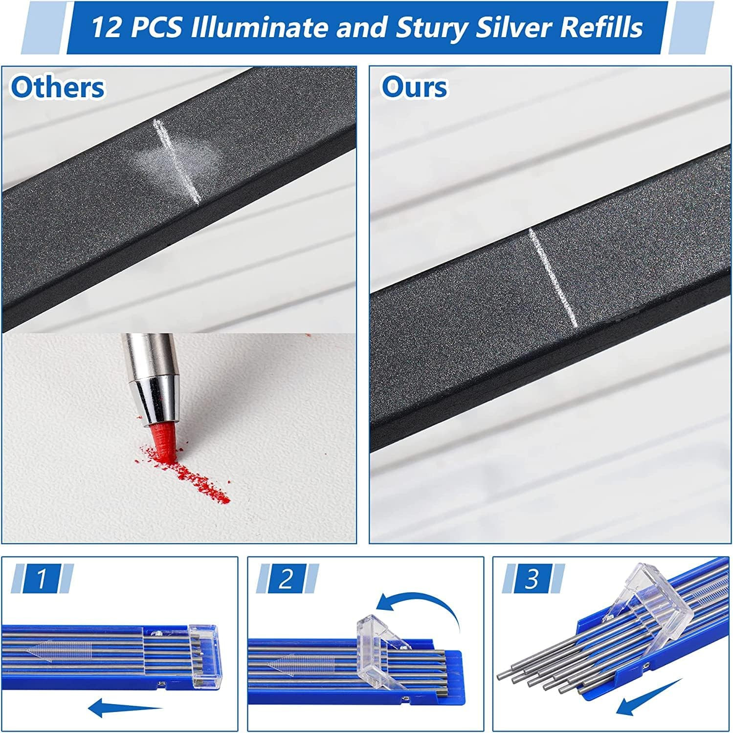 2 Pcs Welders Pencil with 24 Pcs Silver round Refills, Mechanical Pencils Metal