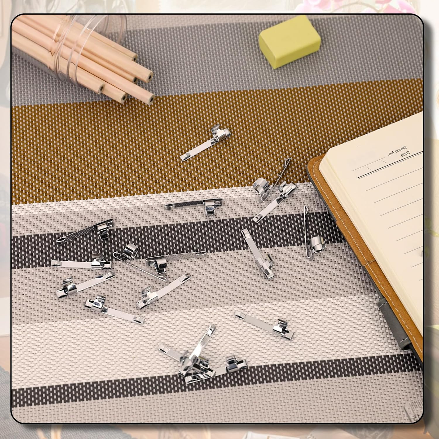 20Pcs Metal Pencil Clips Slide on Pencil Pocket Slide on Pencil Holder Portable