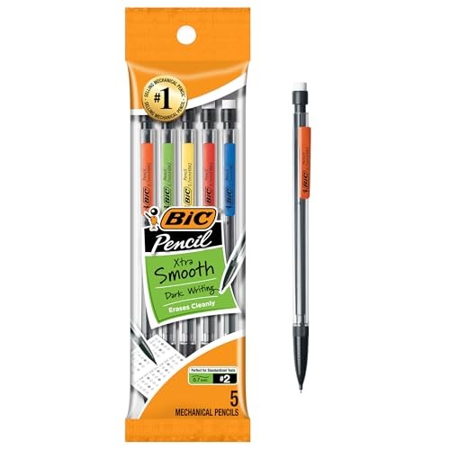 Xtra-Smooth Mechanical Pencils with Erasers Point 5 Count (Pack of 1) Medium