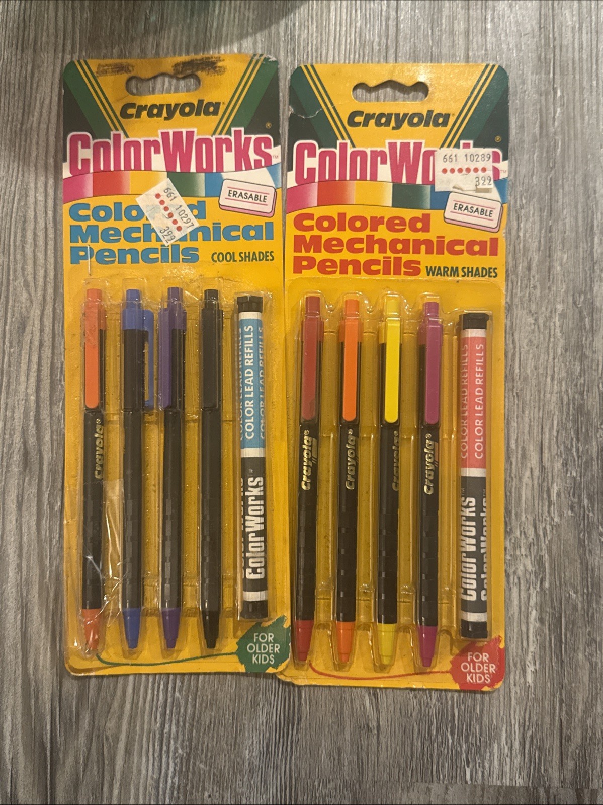 2 Vintage 1988 Crayola Color Works Warm Shade Erasable Mechanical Lead Pencils