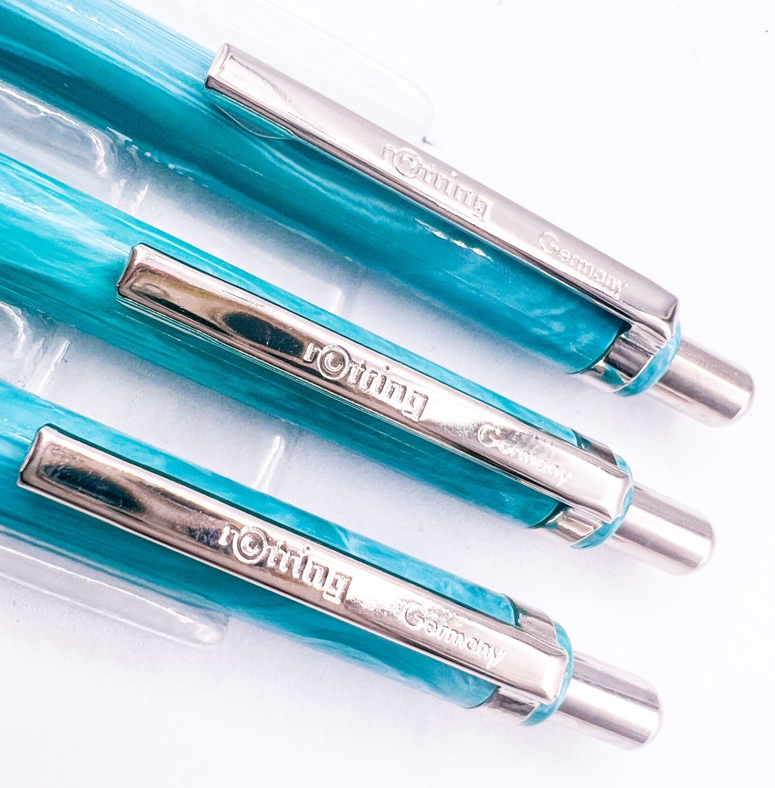 NOS rotring tikky special mechanical pencil 3pcs marble Green with pouch