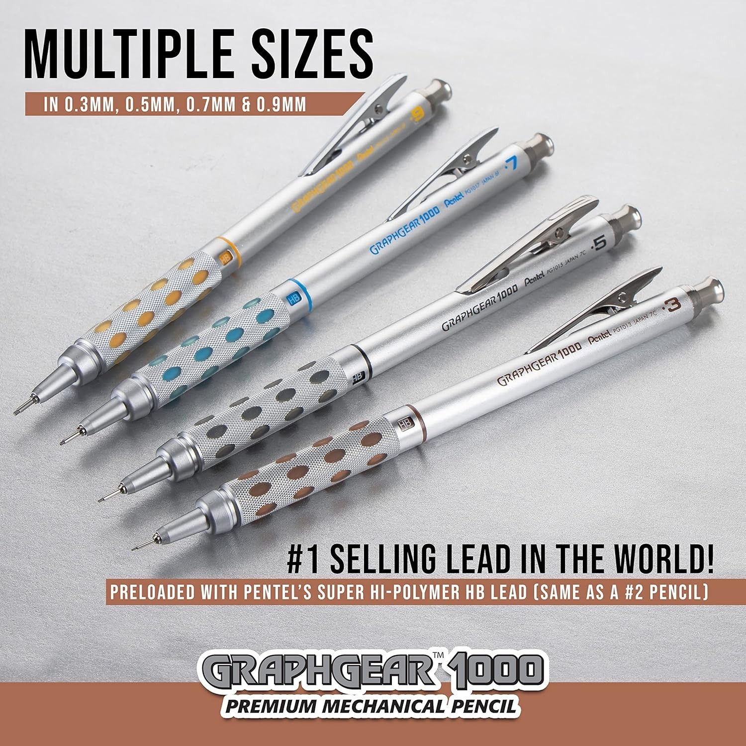 Pentel PG1013G GraphGear 1000 Mechanical Pencil 0.3mm Black Accents 1 Count NEW