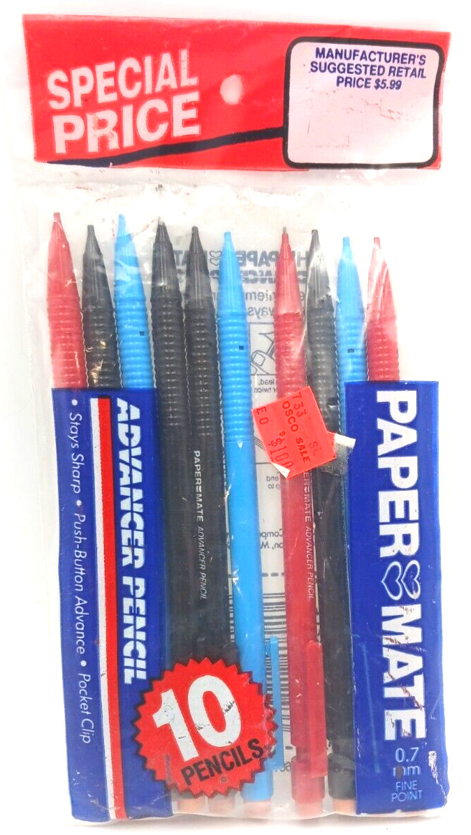10 Sealed Vintage Papermate 7MM Fine Point Mechanical Pencils (1988) – H2-1