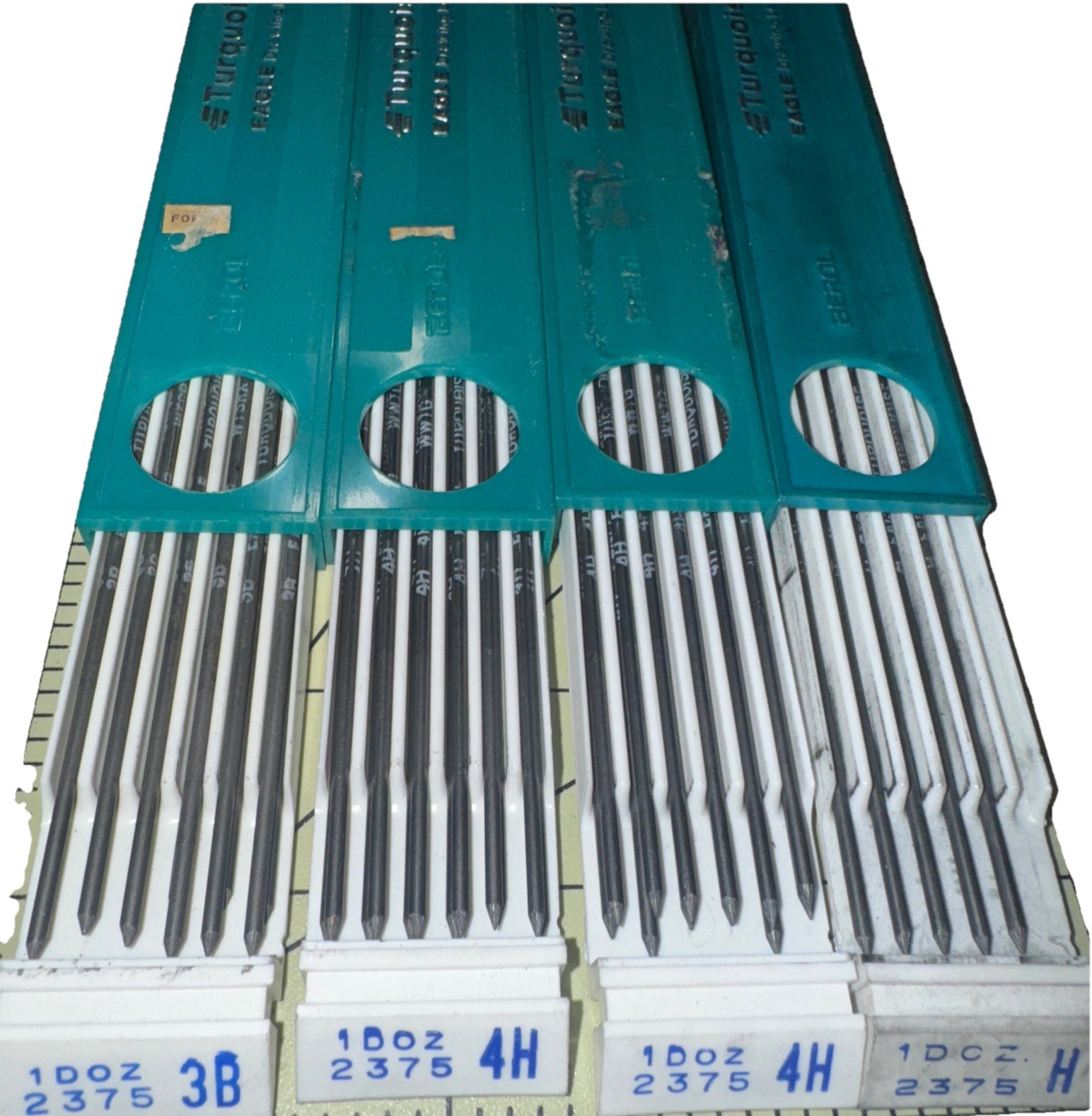 4 Berol Eagle #2375 3B, H & 4H (x2) 41 Total Leads – Turquoise Drawing Leads
