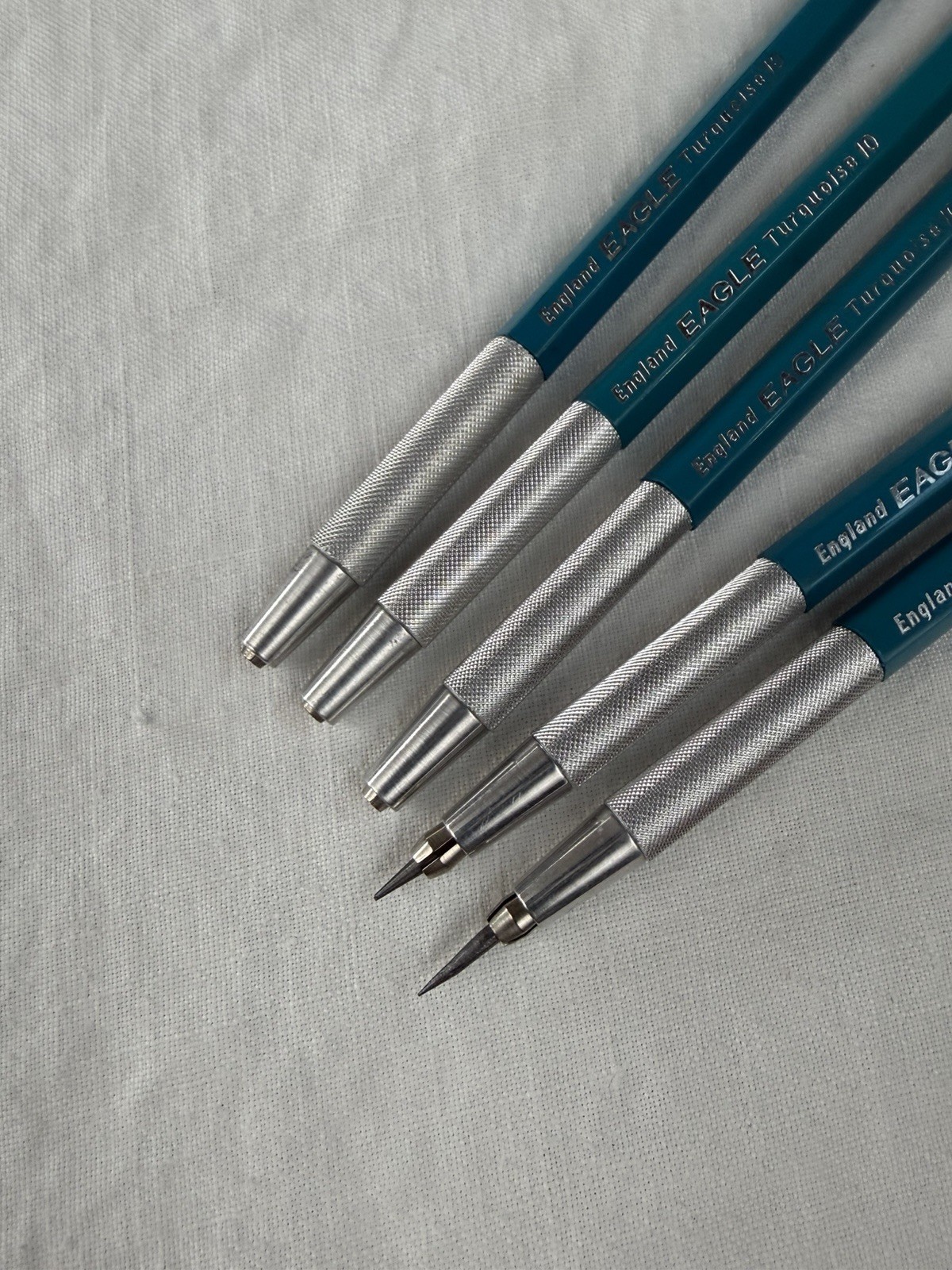 Vintage Eagle Turquoise 10 Mechanical Clutch Lead Drafting Pencils England LOT