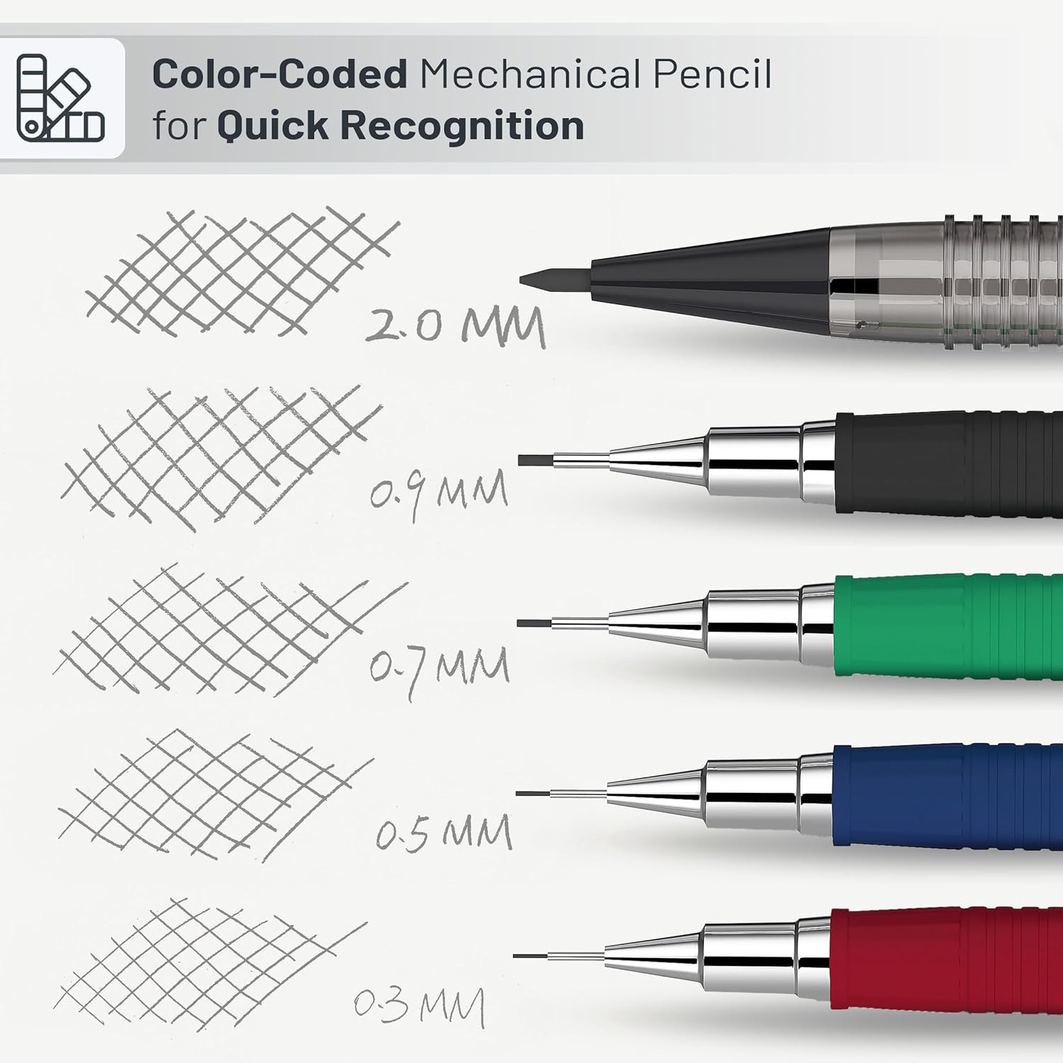 – Art Mechanical Pencil Set, 5 Mechanical Pencils (0.3, 0.5, 0.7 | 0.9, 2.0mm),