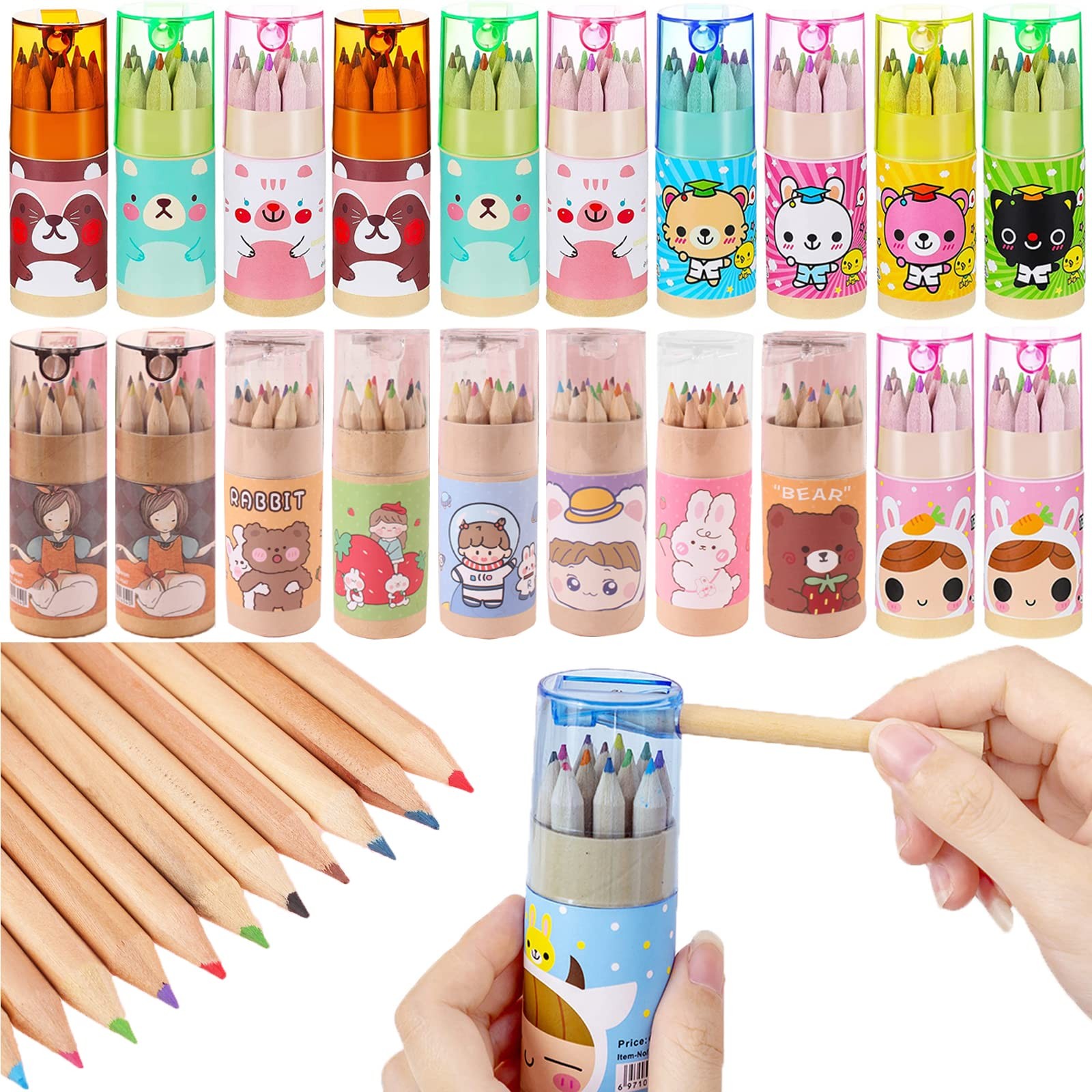 Tergy 20 Packs Mini Colored Pencils with 1 Count (Pack of 20), Multicolor