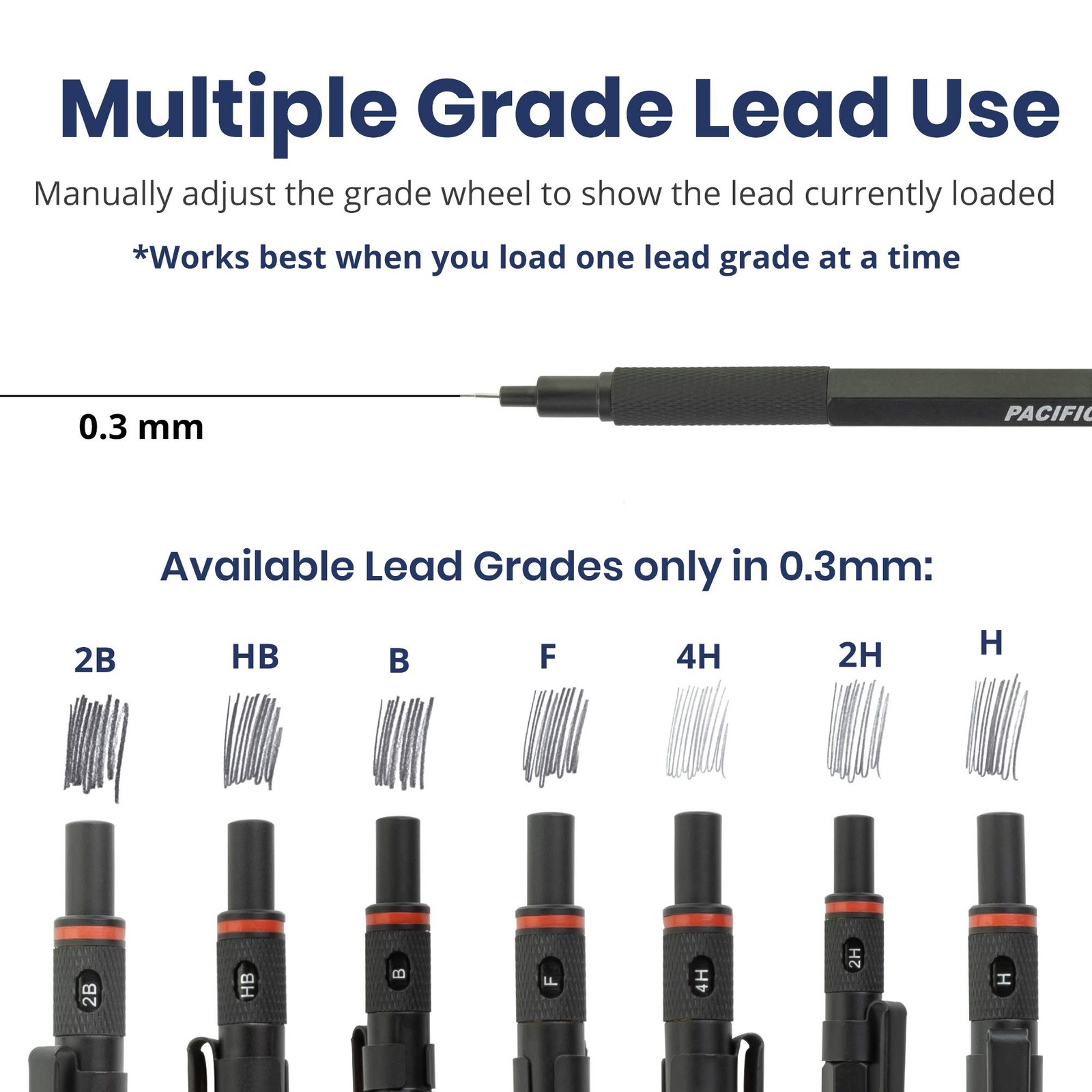 Chromagraph Metal Mechanical Pencil 0.3 mm Black Barrel Lead Grade Indicator
