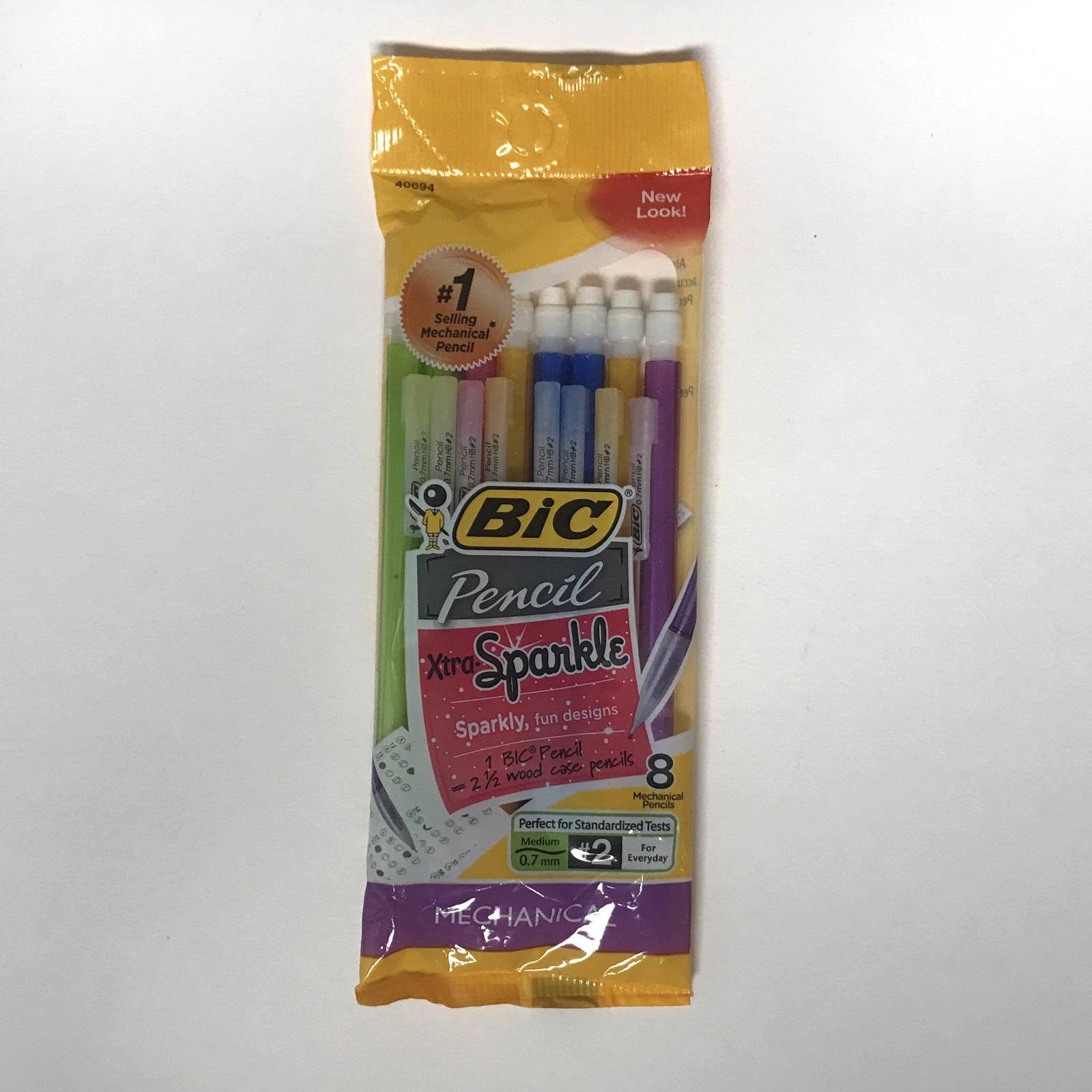 BIC XTRA SPARKLE Mechanical Pencil, 8ct Medium Point (0.7mm) | #2 LEAD Asst Clrs