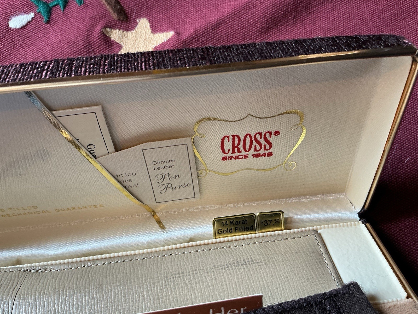 Vintage Cross Mechanical Pencil In Original Case 14Karat GF “ForHer” WithLeather