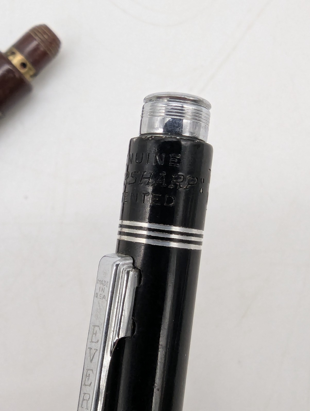 2 Vtg Wahl Eversharp Mechanical Pencils Black & Burgundy Gold Striped