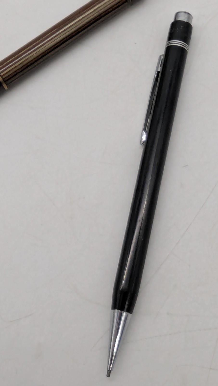2 Vtg Wahl Eversharp Mechanical Pencils Black & Burgundy Gold Striped