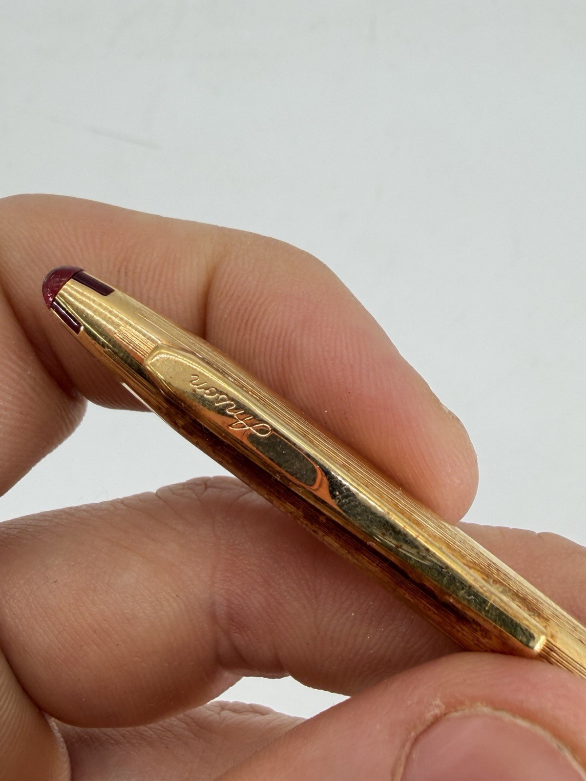 Vintage Anson Heavy Gold Electroplated Red Jewel Mechanical Pencil USA RARE