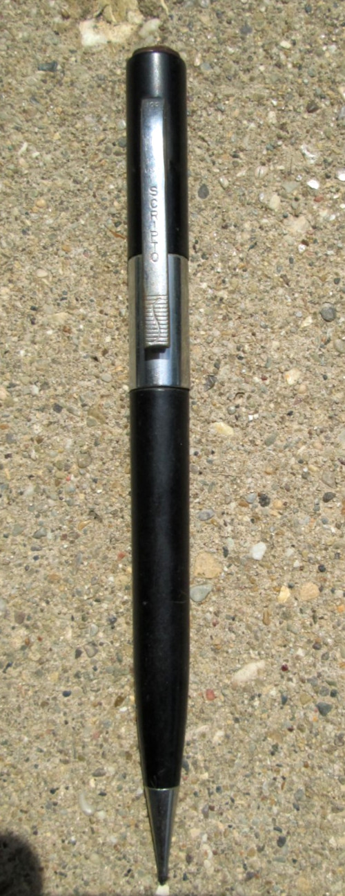 Vintage Scripto 100 Black and Silver Mechanical Pencil for Parts or Repair
