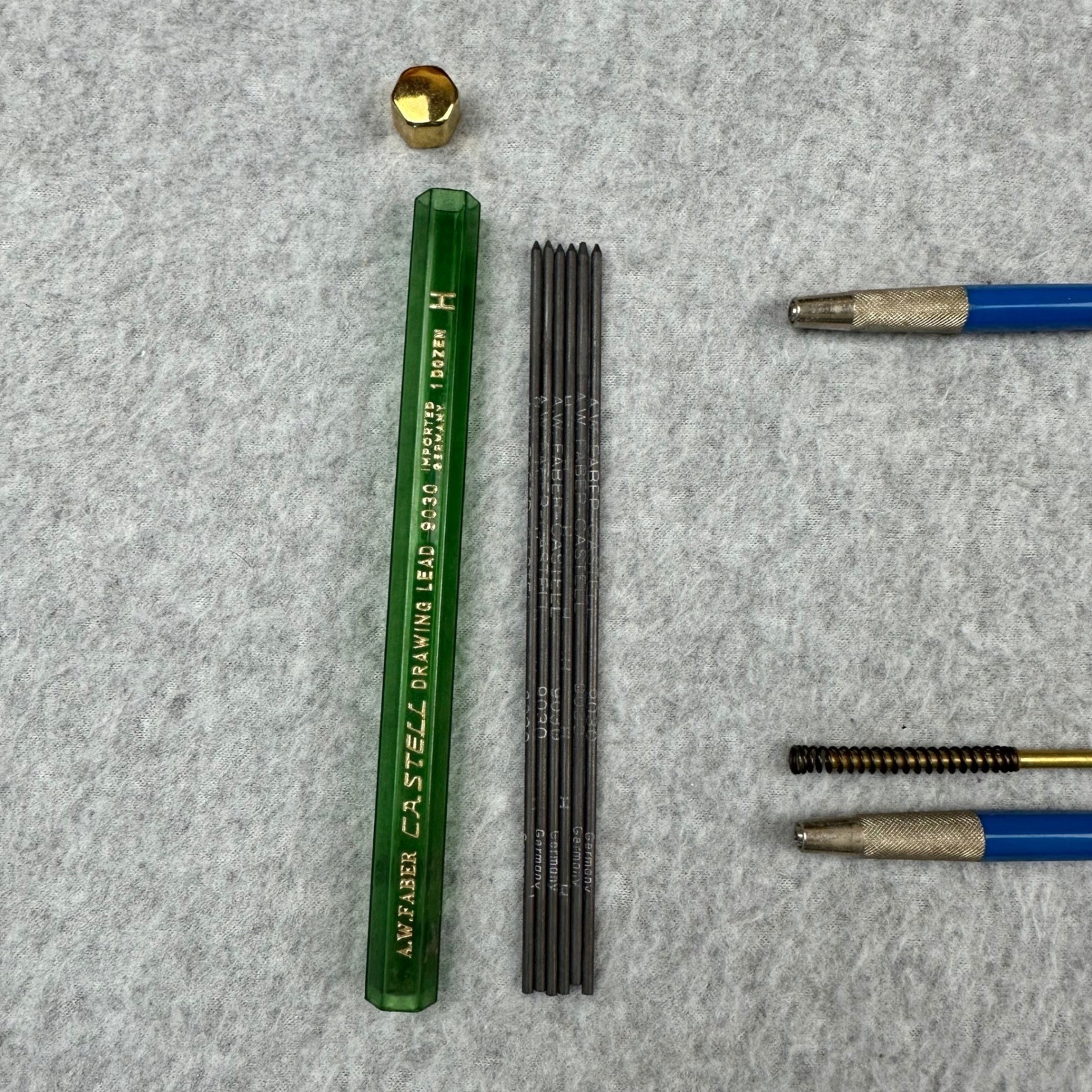 Vtg Staedtler Mars-780 2mm Lead Holder Set with Faber Castell 9030 Leads H 6H 2H
