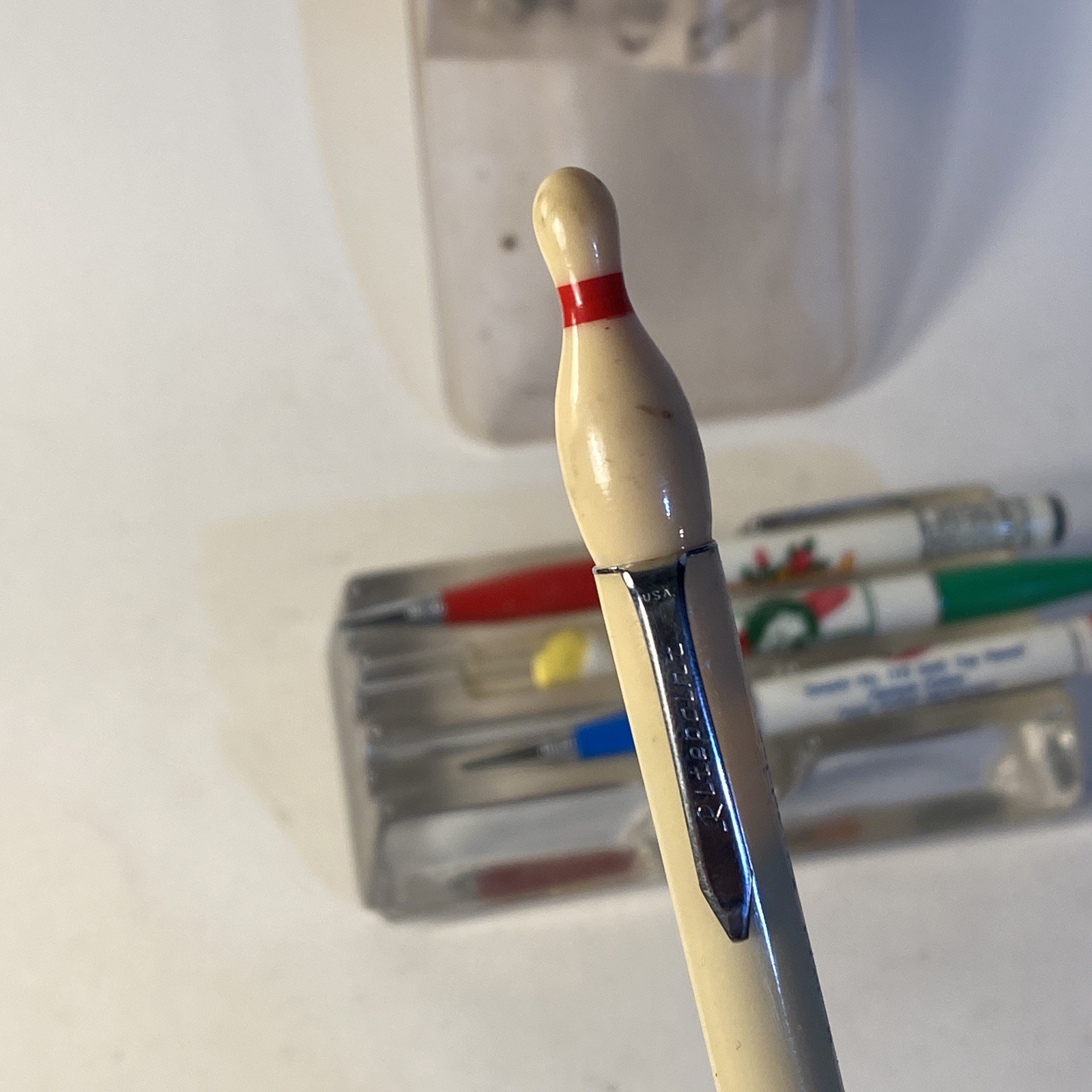 Ritepoint Salesmen Sample 4 Pack Pencils c1950 Floating Chick Bowling Flour 60’s