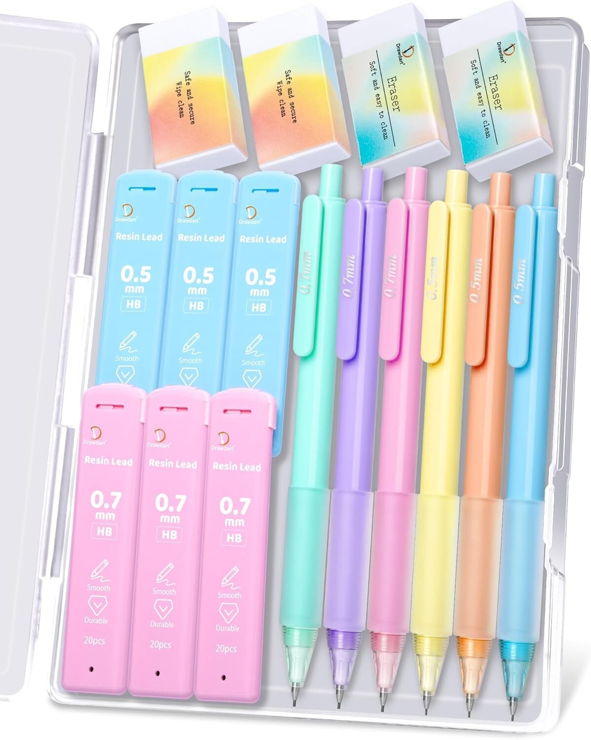 Cute Mechanical Pencil Set, 6PCS Pastel Mechanical Pencils 0.5 & 0.7mm with 3…