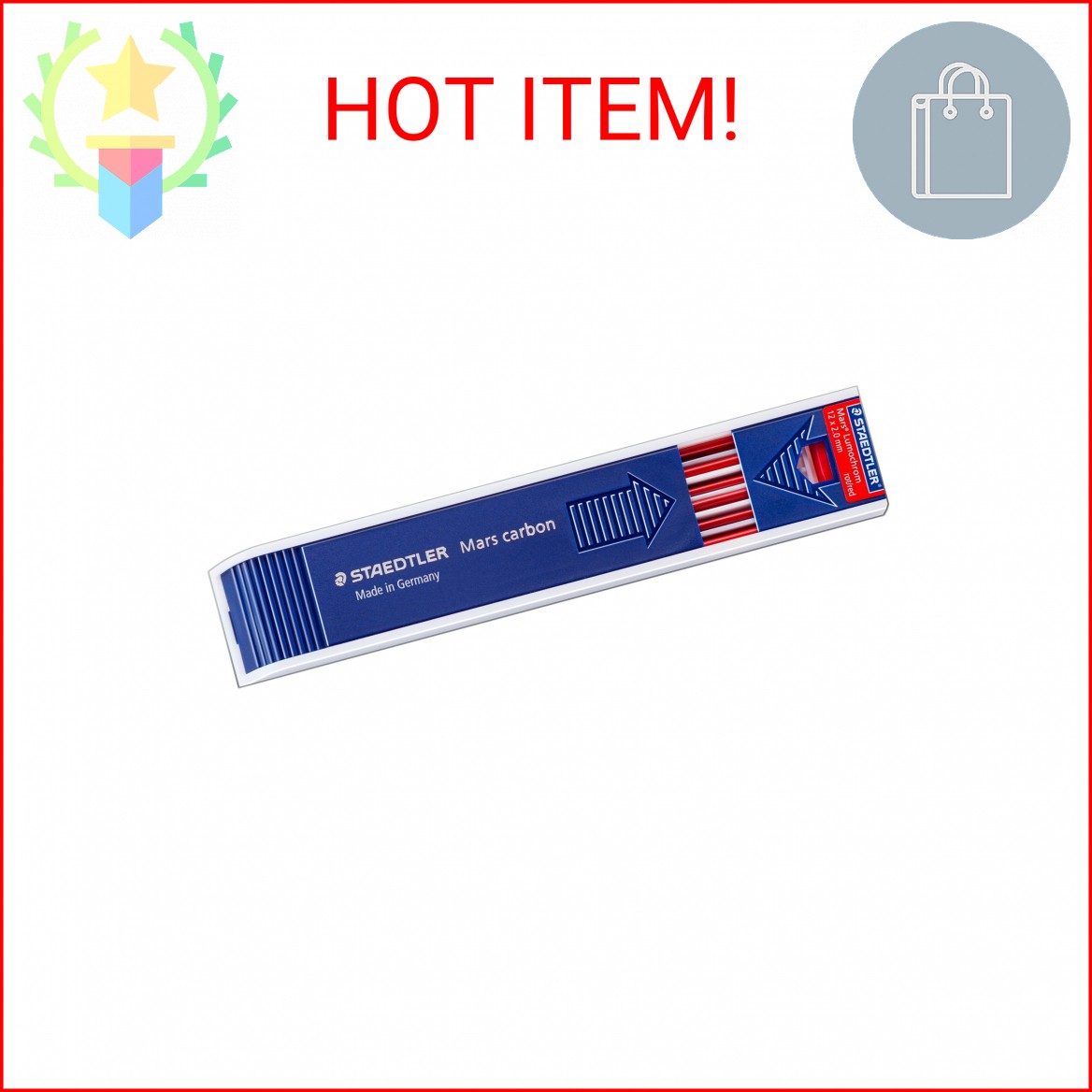 Staedtler Mars Carbon Lead, 2mm, Red, 12 Lead