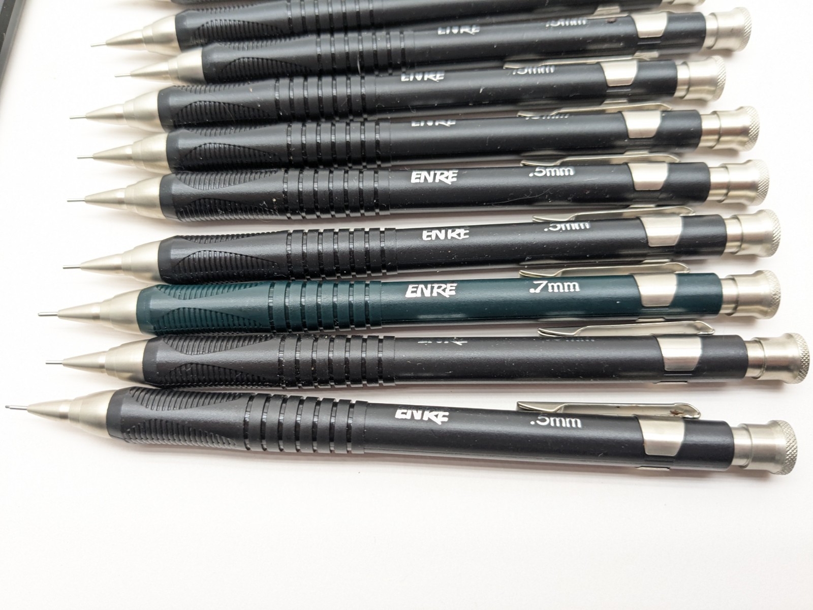 VTG ENRE Mechanical Pencil Ma – .5mm,.7mm Black/Silver Heavy Duty Lot Of 17