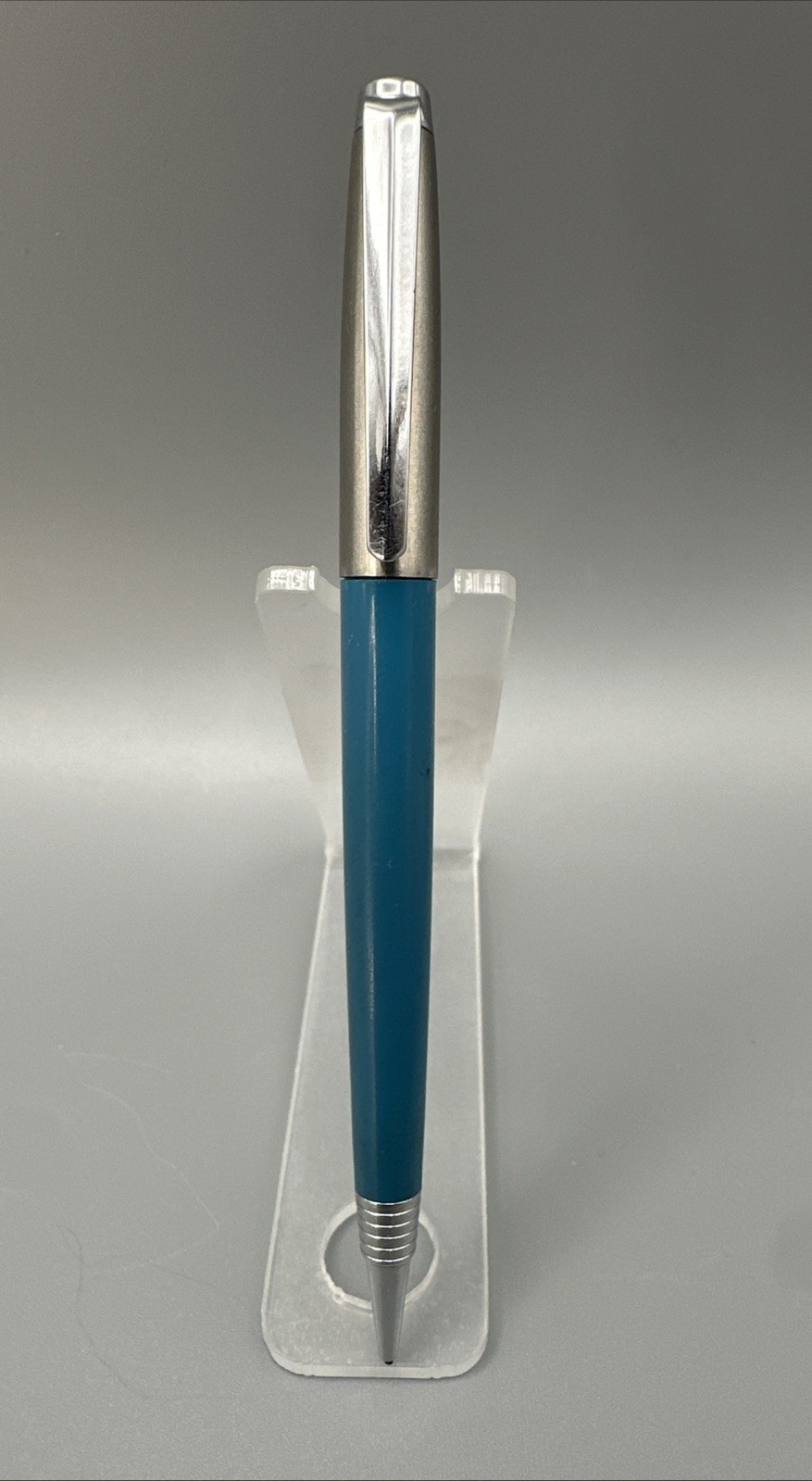 Parker 51 Ball Clip Chrome Teal Blue Barrel Mechanical Pencil 1960s 1277