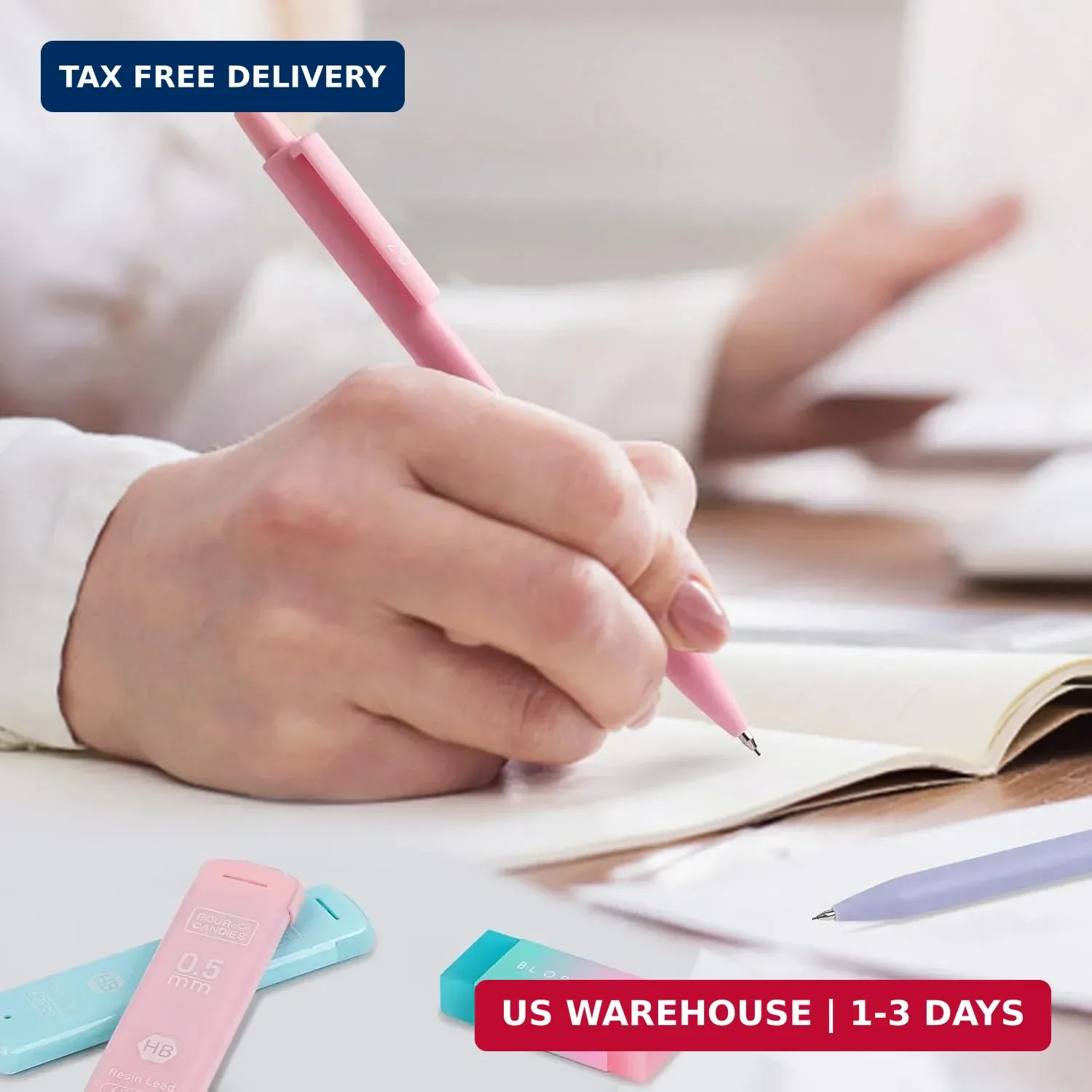 Four Candies Cute Mechanical Pencil Set, 6PCS Pastel Mechanical Pencils 0.5 & 0.