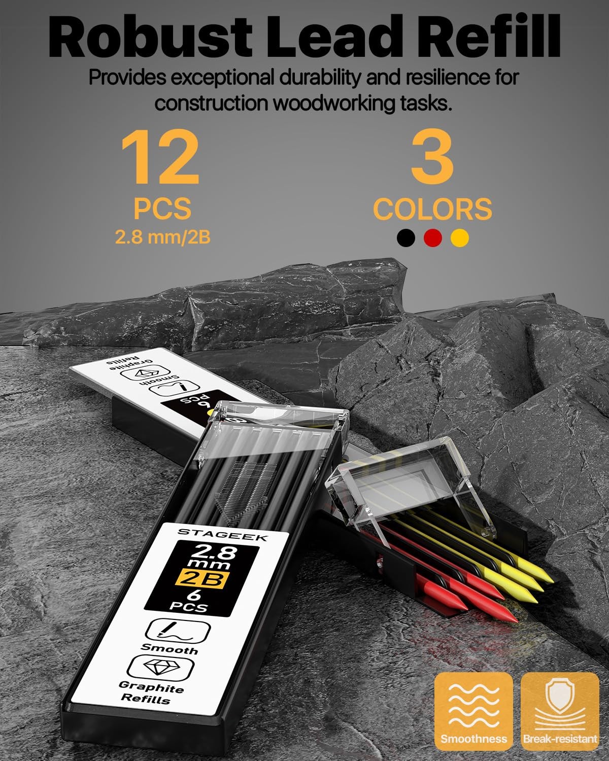 Professional Carpenter Pencil Set – 13 Pieces with Sharpener, Multi-Color