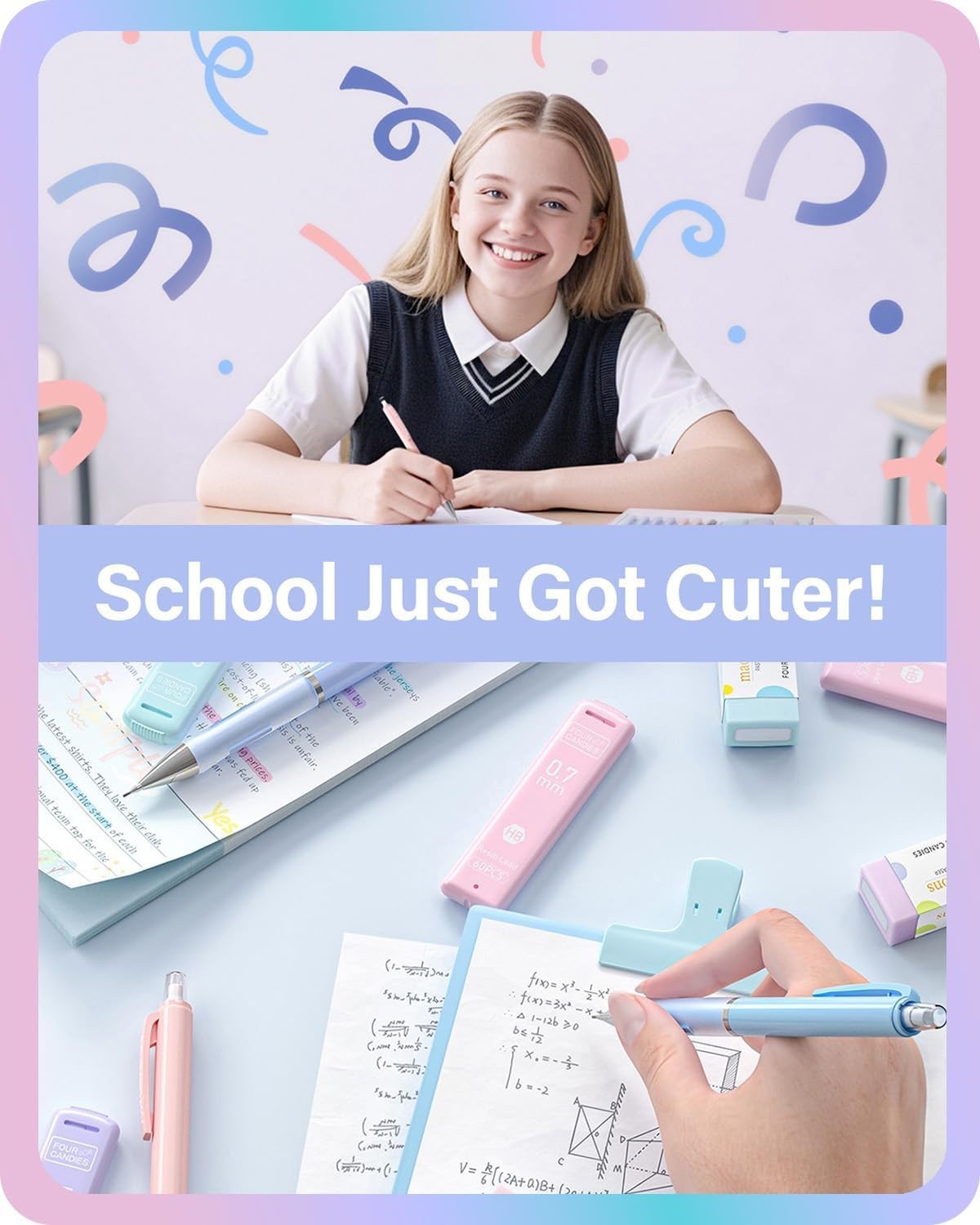 Versatile Mechanical Pencil Set with 360 Refills & Pastel Erasers for All Ages