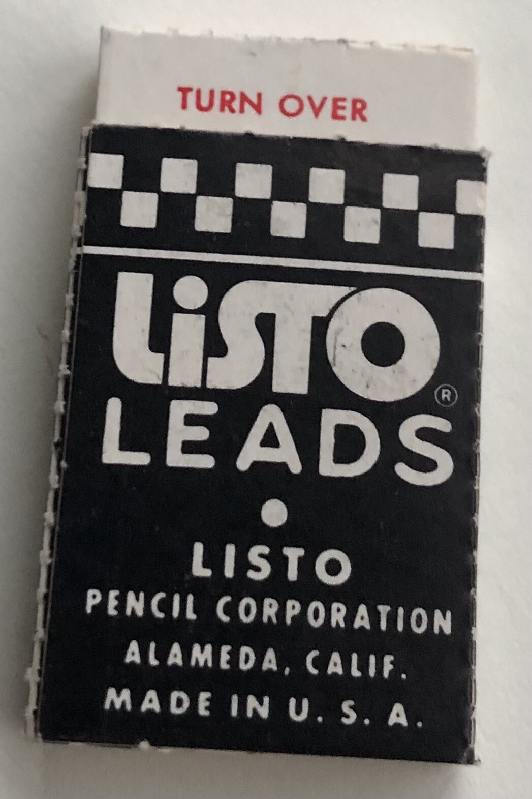 Vintage LISTO Pencil Corporation 4mm Black No. 162 Marking Lead 6 Pack CA USA