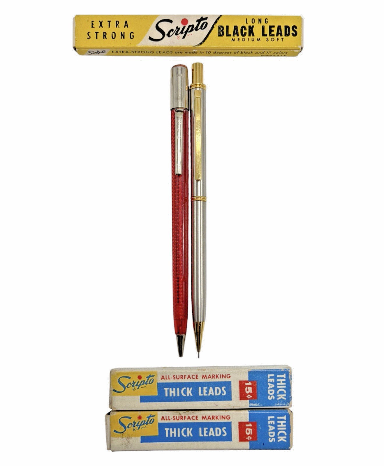Scripto E 430 Long Leads, G920 Thick Leads, Mechanical Pencils Vintage Lot