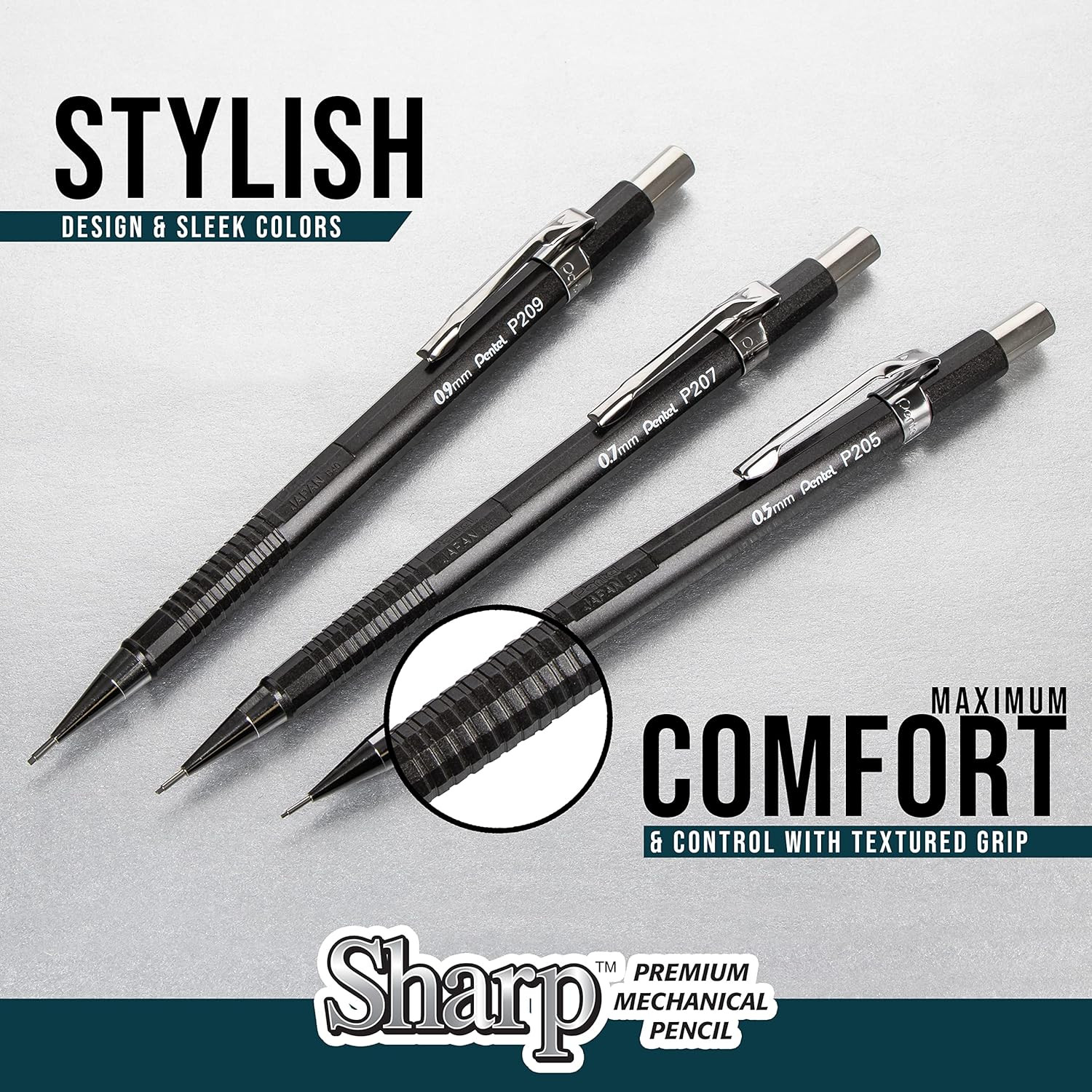 Sharp Mechanical Pencil, (0.9Mm), Bold Line, Yellow Barrel, Pack of 2 (P209BP2-K