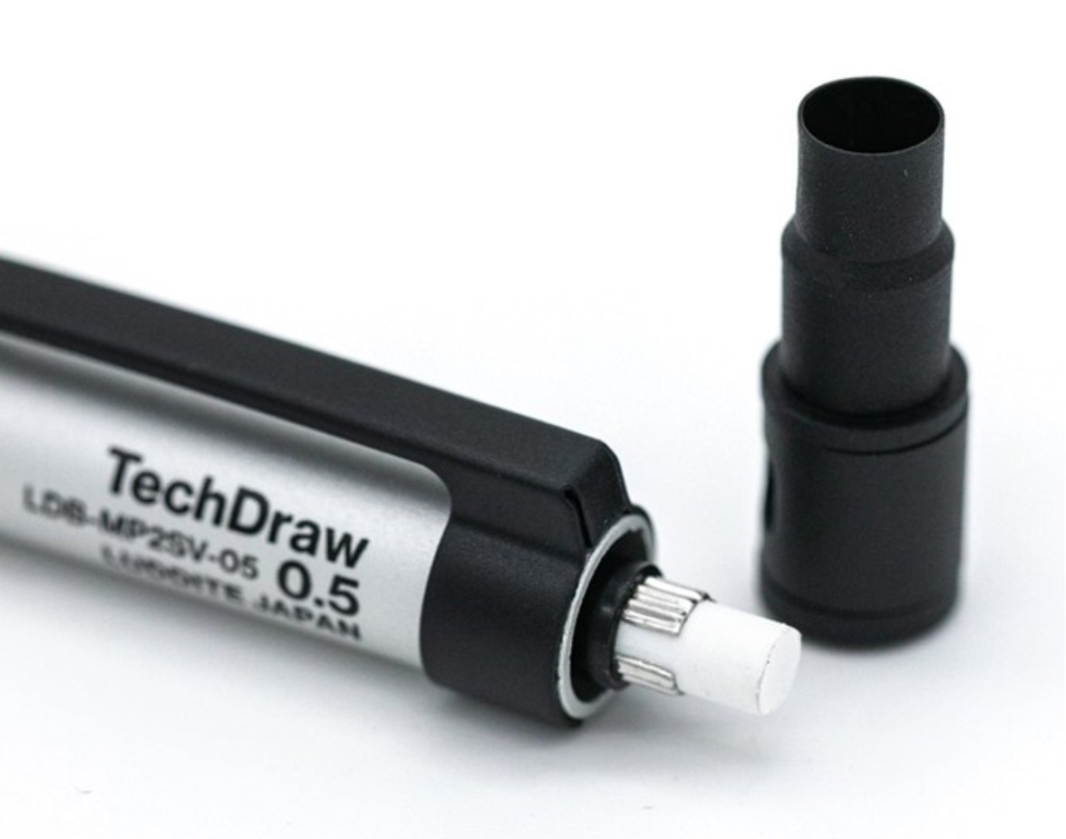 Drafting Pencil Luddite Tech Draw 2 Knock Type Mechanical Pencil BLACK & SILVER