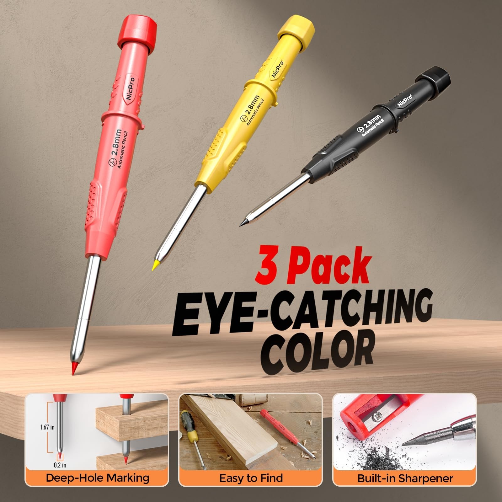 36PCS Mechanical Carpenter Pencil Set with Sharpener, Lead Refills & Tools – Hea