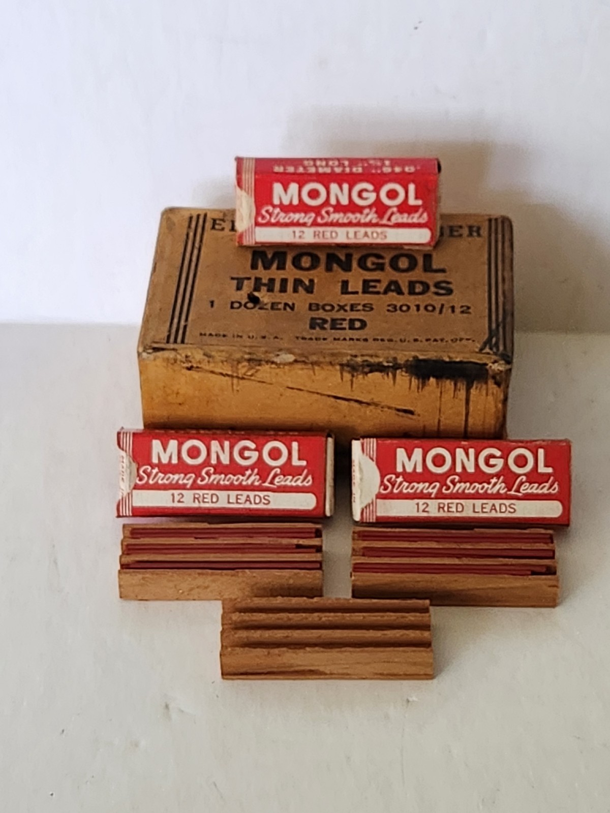 Eberhard Faber MONGOL Thin Leads Mechanical Pencils 3010 Red 3 Boxes In A BOX
