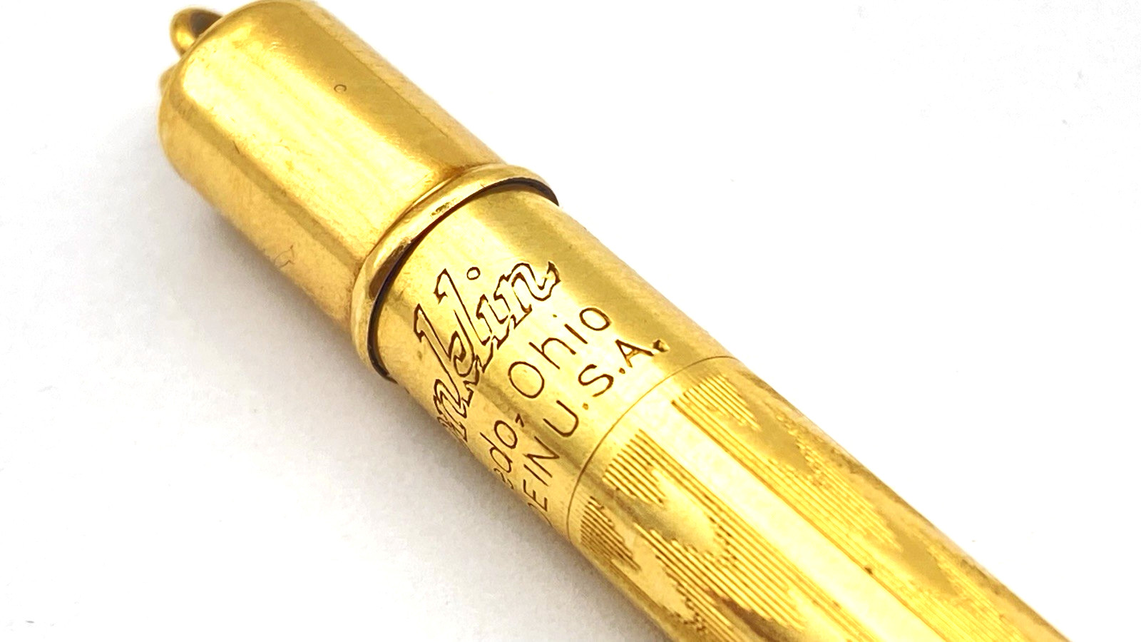 VINTAGE CONKLIN RING TOP PENCIL IN ROLLED GOLD CHECK PATTERN MADE IN USA