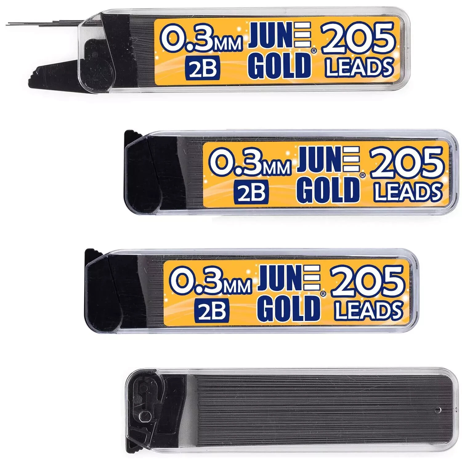 June Gold 820 Pieces 0.3 mm HB #2 Lead Refills 205 Pieces Per Dispenser Extra