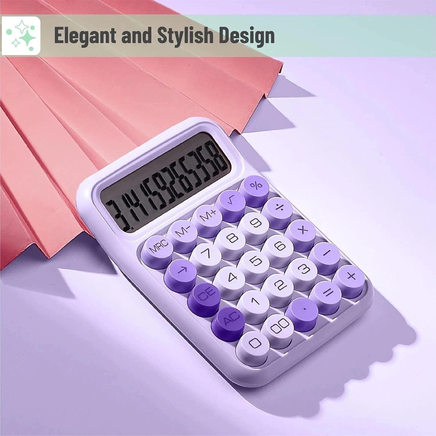 Mr. Pen- Mechanical Switch Calculator, 12 Digit Large LCD Display | Purple with