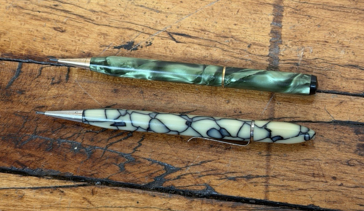 Vintage Mechanical Pencil Lot of 2 Green Marble Rite Rite Unbranded