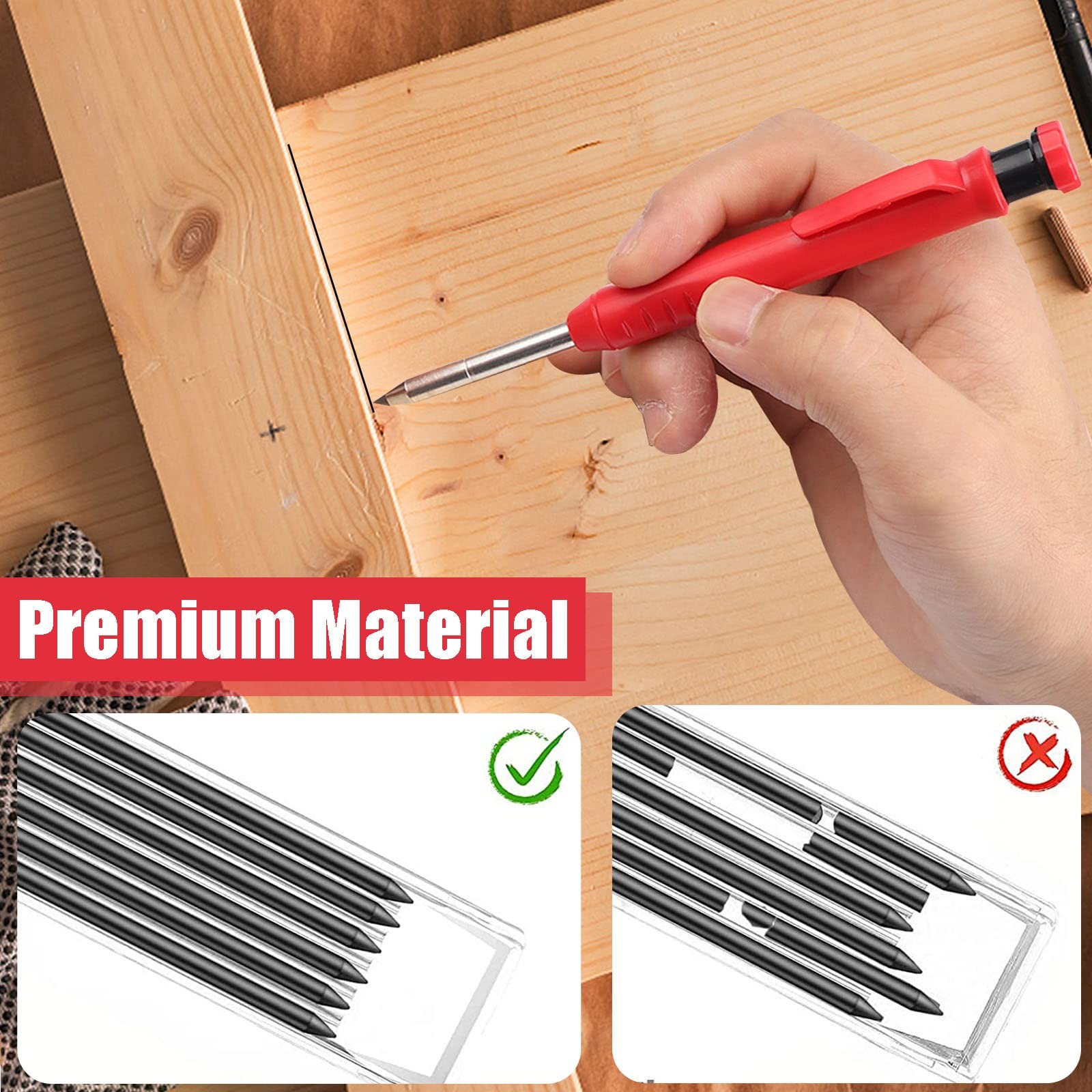 36 Pcs 2.8mm Pencil Lead Refills for Carpenter Pencil Solid Deep Hole Mechanical