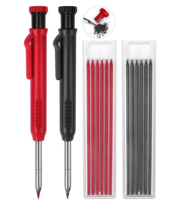 2 Pack Carpenter Pencils Mechanical Pencils with 12 Refills, Construction Pen…