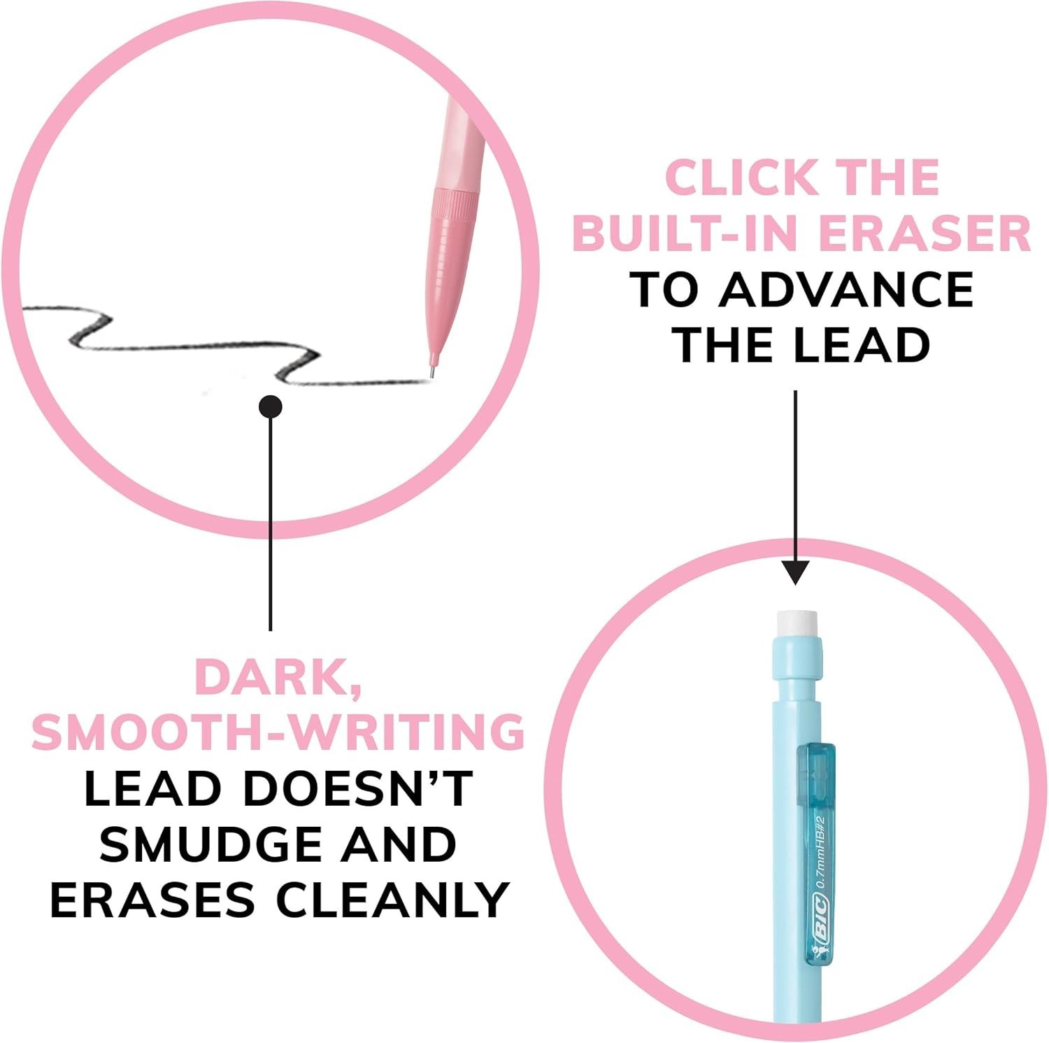 Effortless Writing with Xtra-Smooth 0.7mm Pastel Mechanical Pencils & Erasers