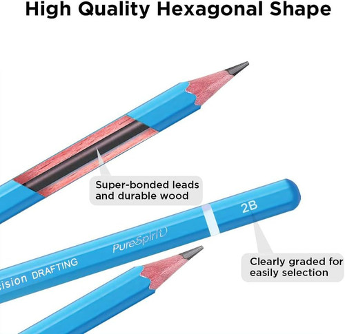 Sketch Pencils for Drawing 12B, 12pcs Softest and 1 Count (Pack of 12), Black