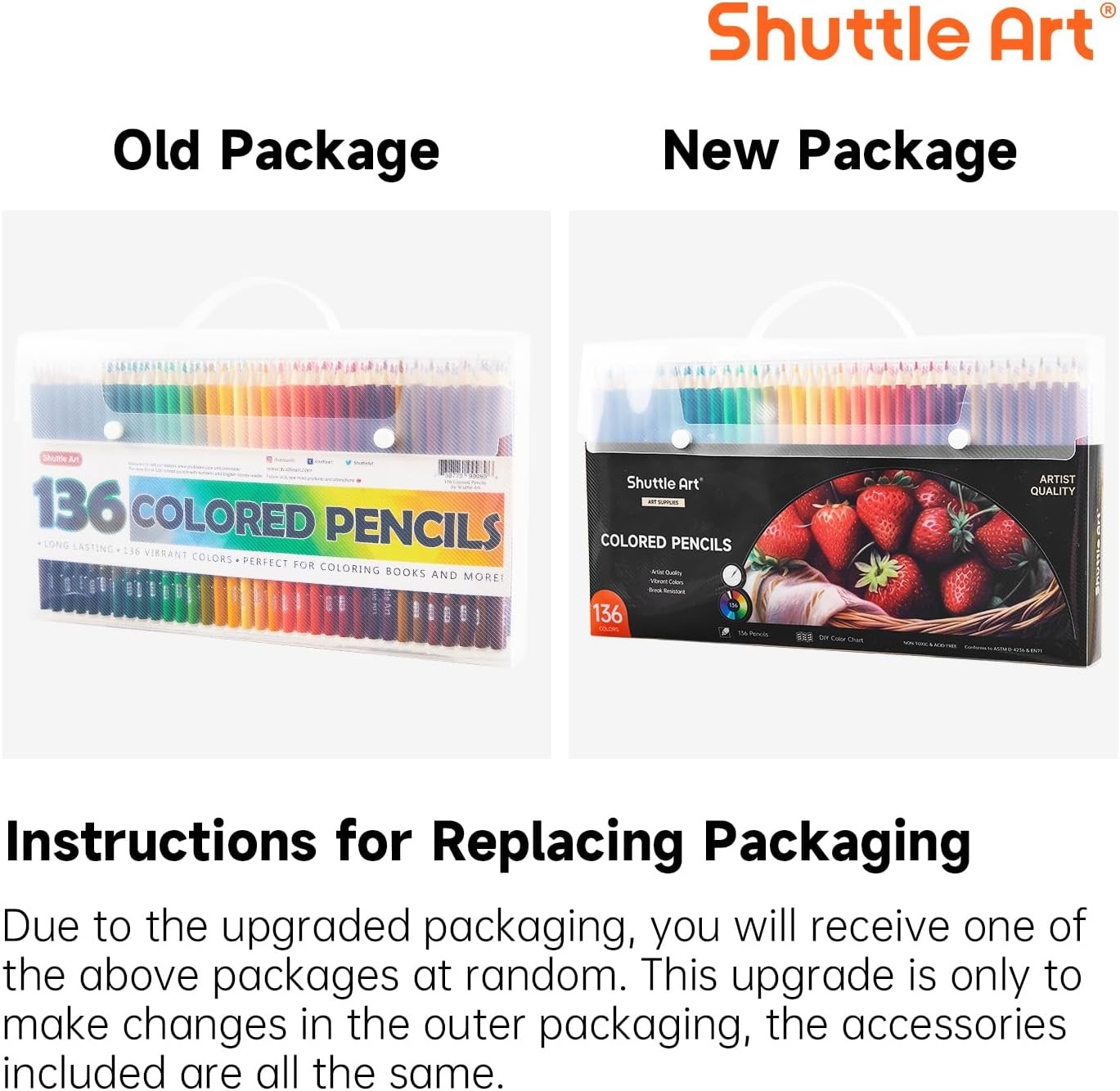 Shuttle Art 136 Coloured Pencils , Soft 1 Count (Pack of 136), 136 colour