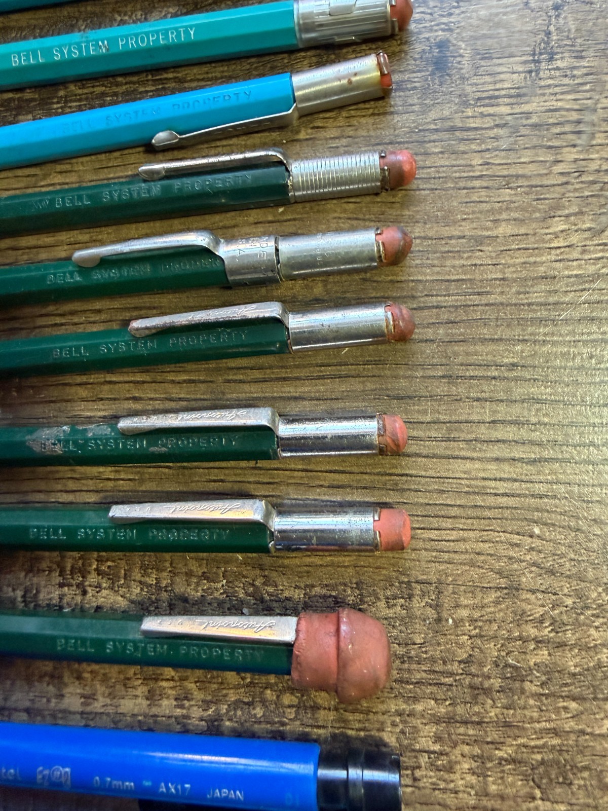 Vintage Lot of 11 Bell System Property Mechanical Pencils + 3 Wearever 1 Pentel