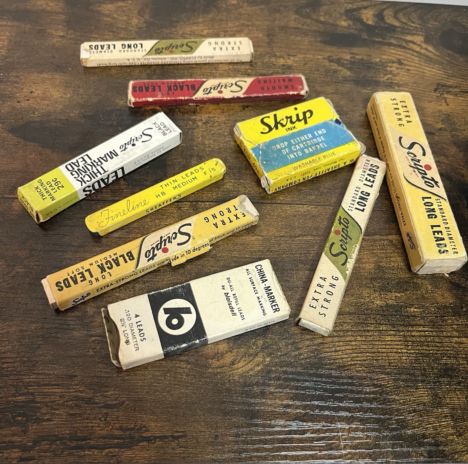 Lot of 9 Vintage Mechanical Pencil Lead In Original Containers Advertising