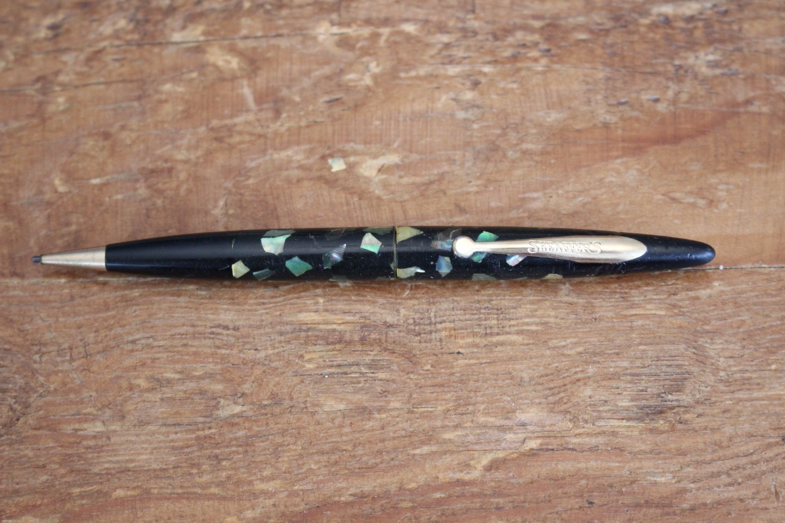 Vintage Black Green Marbled Bakelite Sheaffer Balance Mechanical Pencil Working