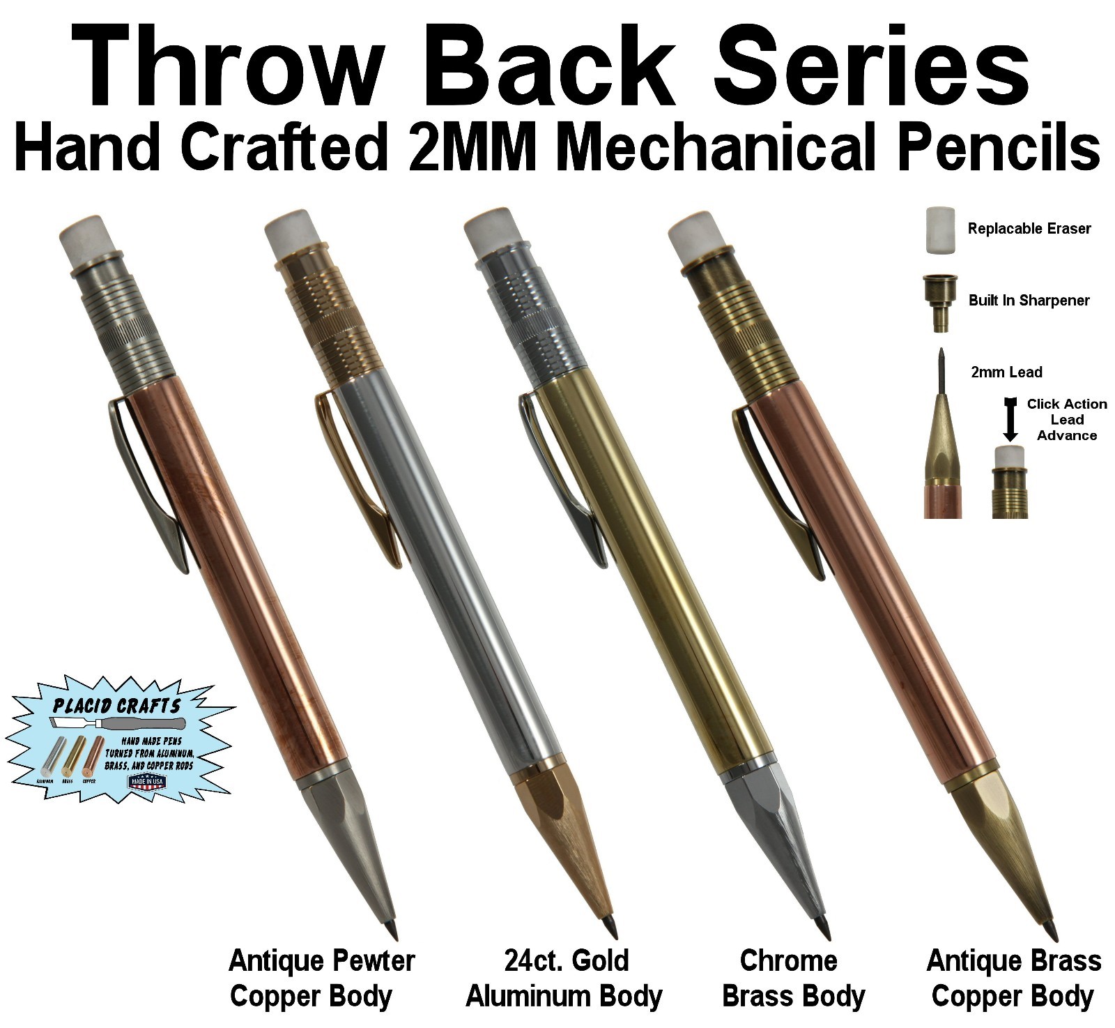 Throw Back Series 2mm Pencil Lead Refill Pack / 4 Tubes with 20 Leads