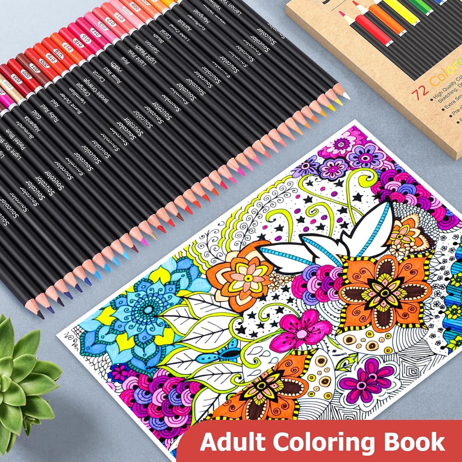 Soucolor 72-Color Colored Pencils for Adult 1 Count (Pack of 72), Multicolor
