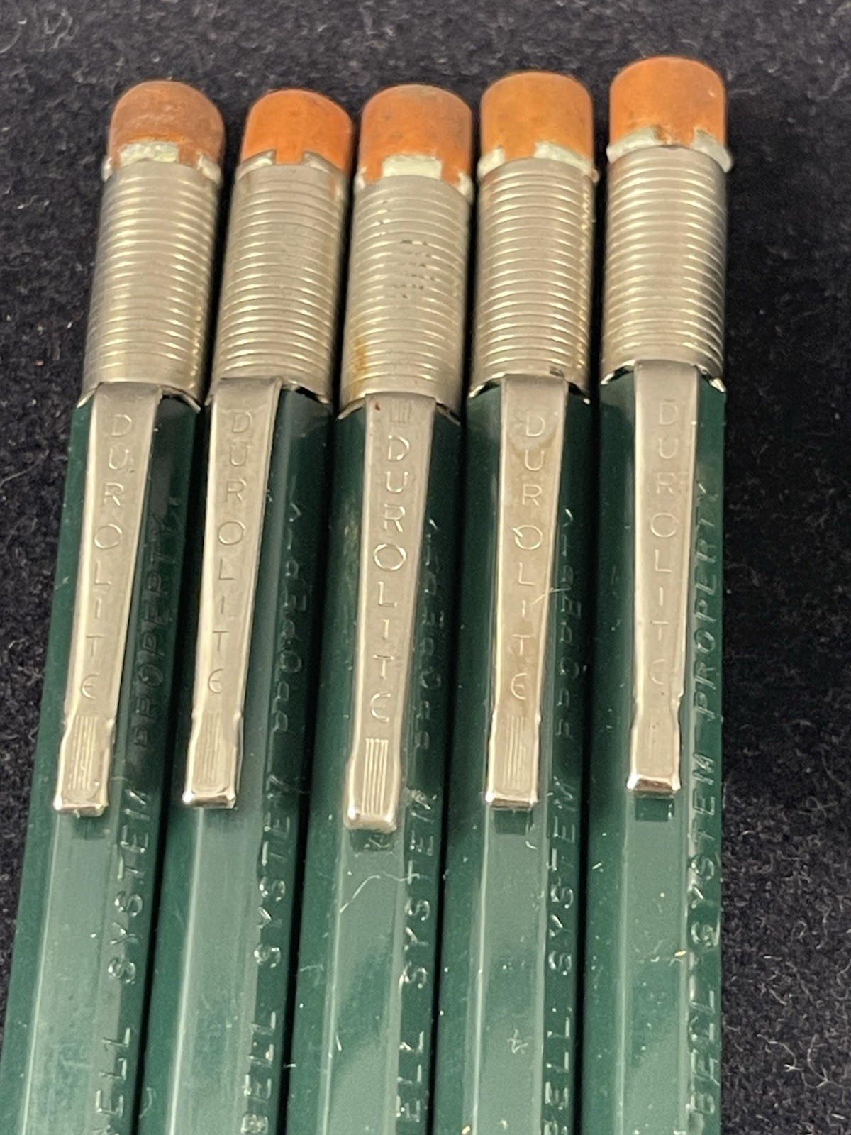(5) Vintage 1960s Dur-O-Lite Green Mechanical 2H Pencil Bell System Prop + Leads