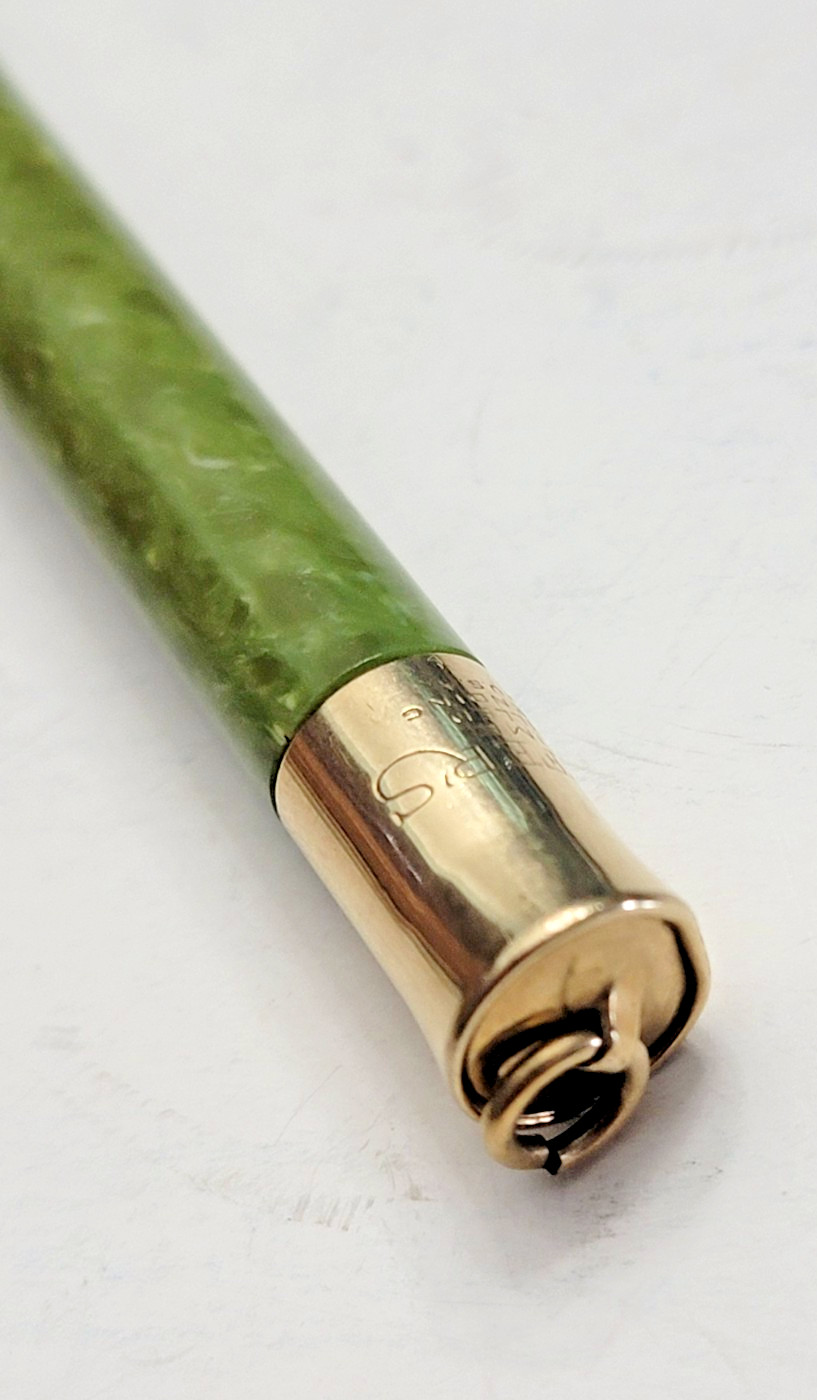 1920s Sheaffer’s Mini Jade Green Ring Top Gold Filled Mechanical Pencil