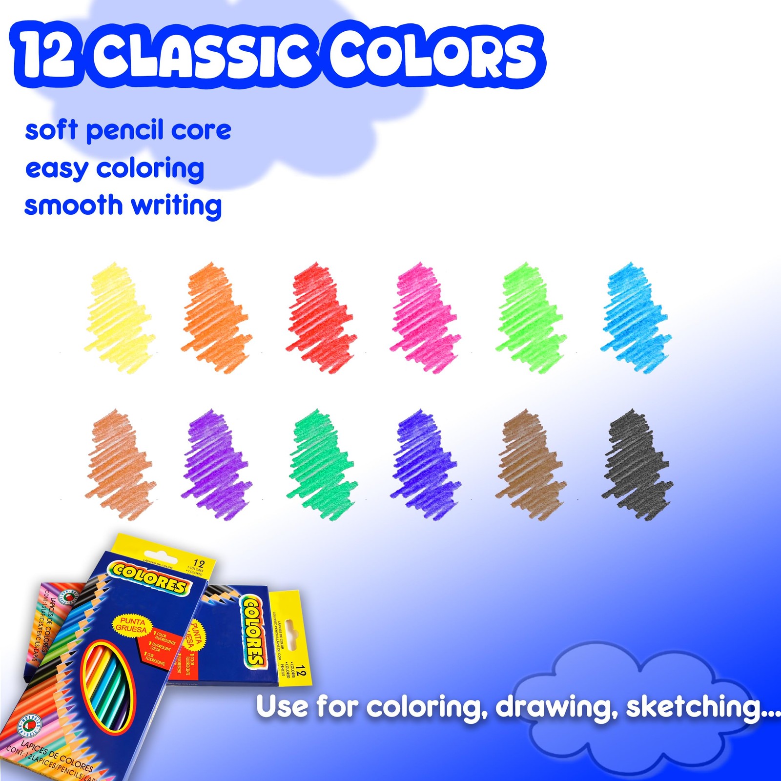 120 Count Colored Pencils, 10 Packs Color 12 (Pack of 10), 12 Colors
